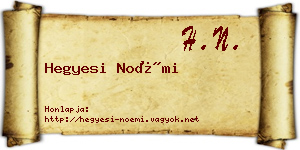 Hegyesi Noémi névjegykártya